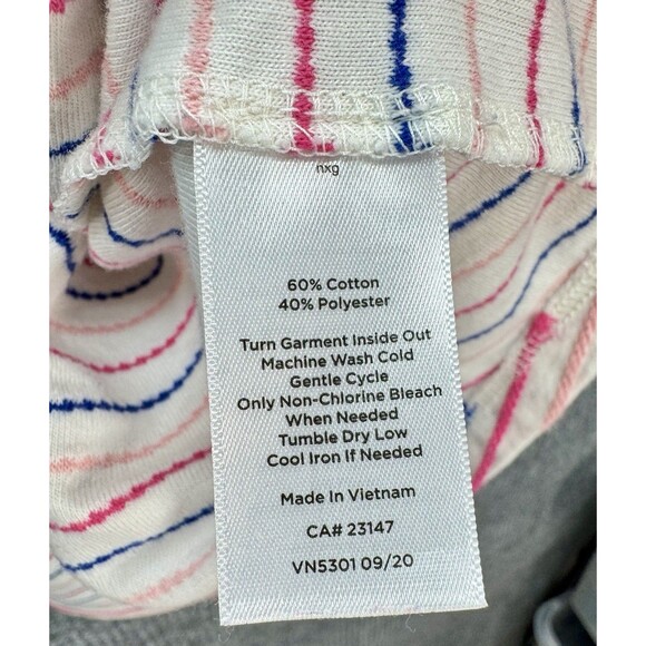 Talbots Tie Sleeve Tee Shirt Womens 2X Ivory Stripe 3/4 Sleeve Boat Neck Stretch - Picture 5 of 9